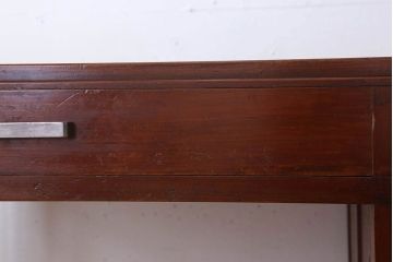 アンティーク家具　天板カバ材!古い木製のシンプルなアンティーク片袖机
