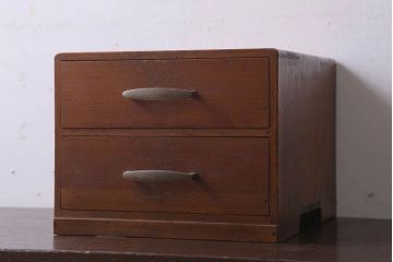 アンティーク家具　古い木製のアンティーク2杯小引き出し(1)