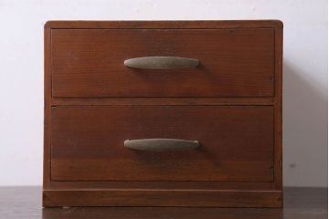 アンティーク家具　古い木製のアンティーク2杯小引き出し(1)