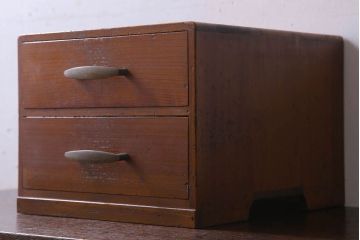 アンティーク家具　古い木製のアンティーク2杯小引き出し(1)