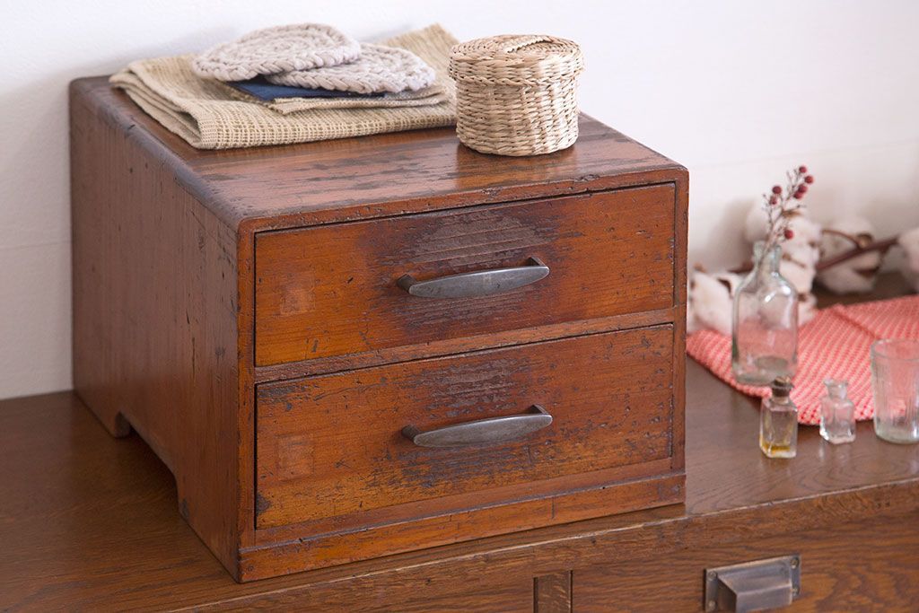 アンティーク 小引出し チェスト 収納 ヴィンテージ家具 レトロ 仕分け