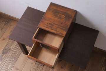 アンティーク家具　古い木製のアンティーク2杯小引き出し(2)