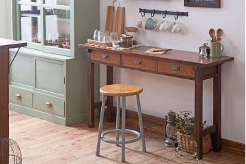 レトロ家具　昭和レトロ　古い木のシンプルな平机(デスク・作業台)(3)