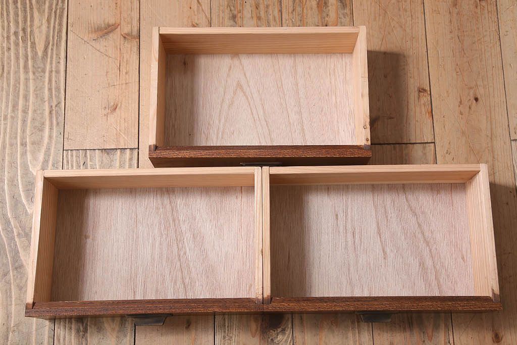 レトロ家具　昭和レトロ　古い木のシンプルな平机(デスク・作業台)(3)