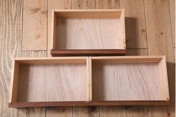 レトロ家具　昭和レトロ　古い木のシンプルな平机(デスク・作業台)(3)