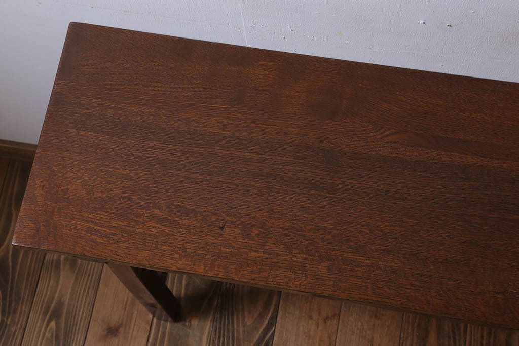 レトロ家具　昭和レトロ　古い木のシンプルな平机(デスク・作業台)(3)