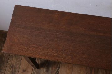 レトロ家具　昭和レトロ　古い木のシンプルな平机(デスク・作業台)(3)