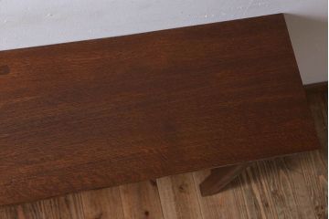 レトロ家具　昭和レトロ　古い木のシンプルな平机(デスク・作業台)(3)
