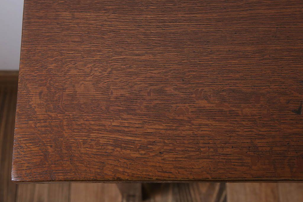 レトロ家具　昭和レトロ　古い木のシンプルな平机(デスク・作業台)(3)