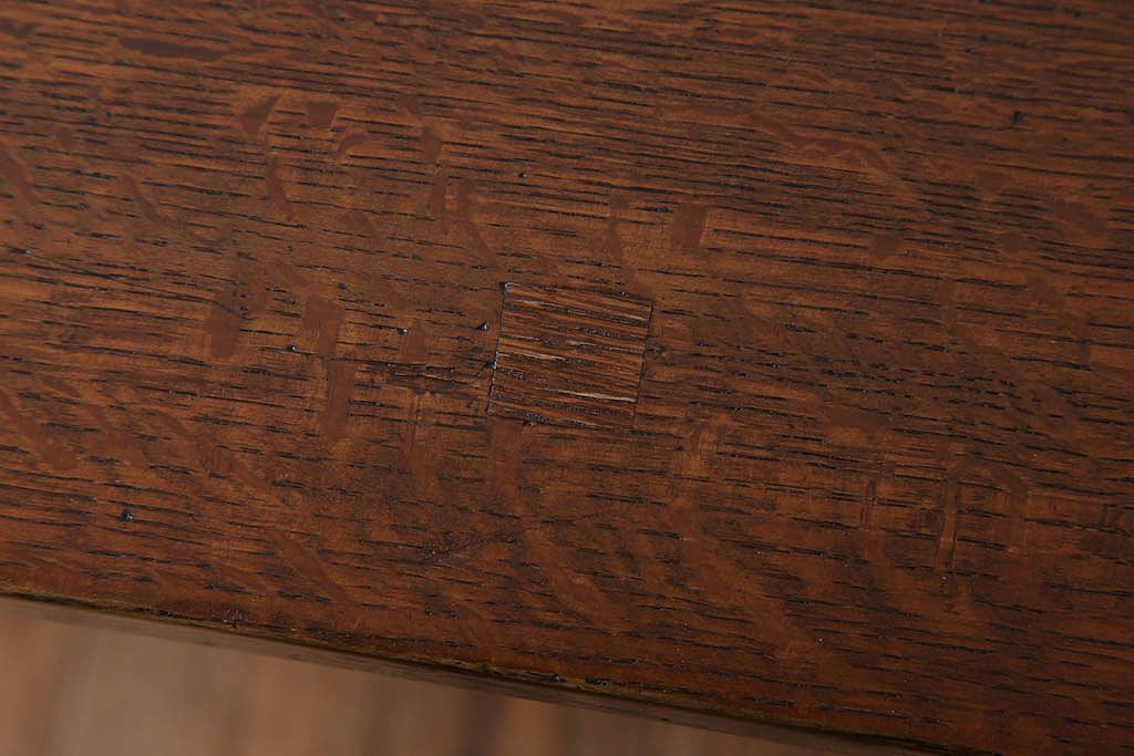 レトロ家具　昭和レトロ　古い木のシンプルな平机(デスク・作業台)(3)