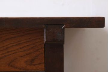 レトロ家具　昭和レトロ　古い木のシンプルな平机(デスク・作業台)(3)