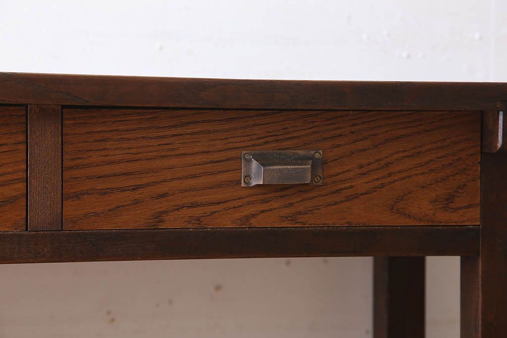 レトロ家具　昭和レトロ　古い木のシンプルな平机(デスク・作業台)(3)