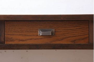 レトロ家具　昭和レトロ　古い木のシンプルな平机(デスク・作業台)(3)