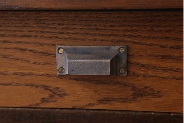 レトロ家具　昭和レトロ　古い木のシンプルな平机(デスク・作業台)(3)