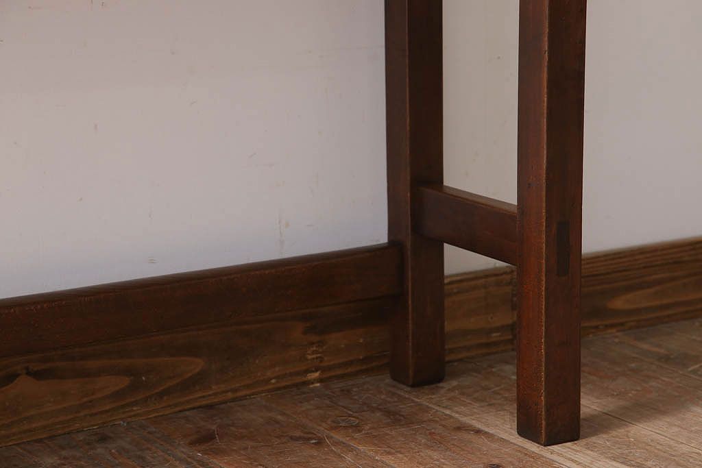 レトロ家具　昭和レトロ　古い木のシンプルな平机(デスク・作業台)(3)