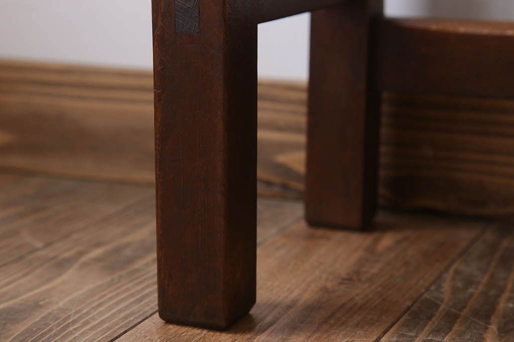 レトロ家具　昭和レトロ　古い木のシンプルな平机(デスク・作業台)(3)