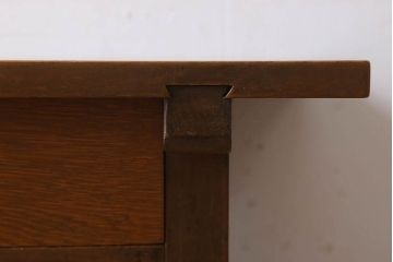 レトロ家具　昭和レトロ　古い木のシンプルな平机(デスク・作業台)(2)