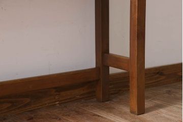 レトロ家具　昭和レトロ　古い木のシンプルな平机(デスク・作業台)(2)