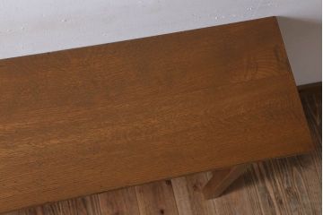 レトロ家具　昭和レトロ　古い木のシンプルな平机(デスク・作業台)(2)