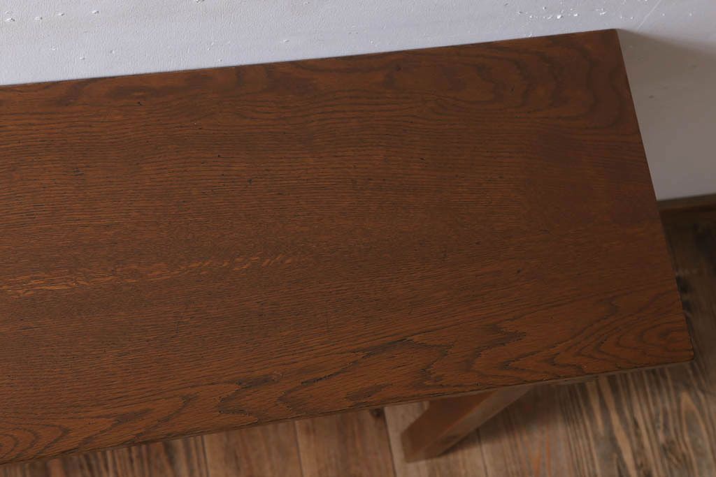 レトロ家具　昭和レトロ　古い木のシンプルな平机(デスク・作業台)(1)