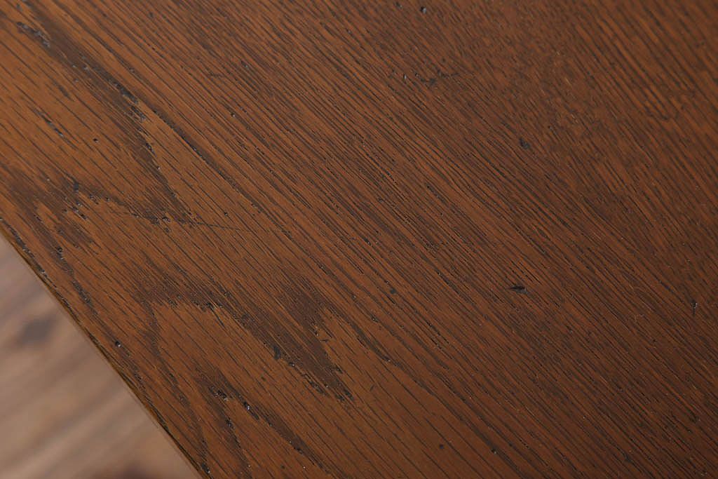 レトロ家具　昭和レトロ　古い木のシンプルな平机(デスク・作業台)(1)