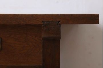 レトロ家具　昭和レトロ　古い木のシンプルな平机(デスク・作業台)(1)