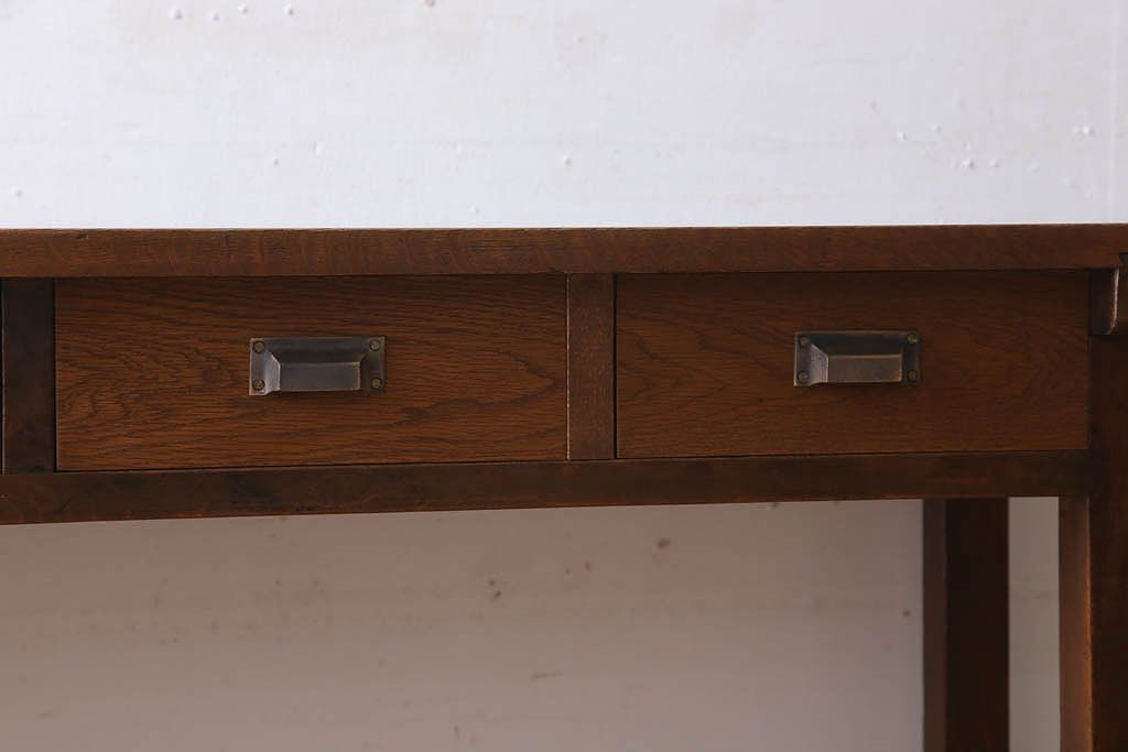 レトロ家具　昭和レトロ　古い木のシンプルな平机(デスク・作業台)(1)