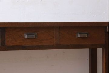 レトロ家具　昭和レトロ　古い木のシンプルな平机(デスク・作業台)(1)