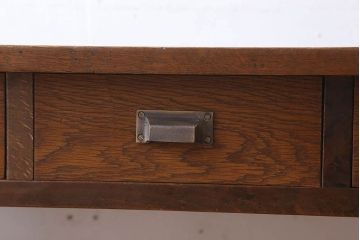 レトロ家具　昭和レトロ　古い木のシンプルな平机(デスク・作業台)(1)