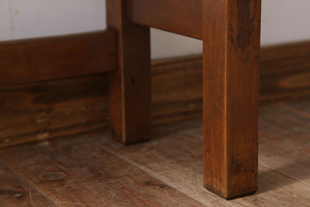 レトロ家具　昭和レトロ　古い木のシンプルな平机(デスク・作業台)(1)
