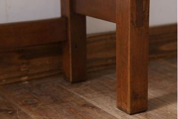 レトロ家具　昭和レトロ　古い木のシンプルな平机(デスク・作業台)(1)
