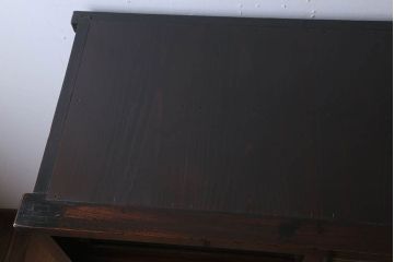 アンティーク家具　和製アンティーク　前面欅材のモールガラス引き戸収納棚