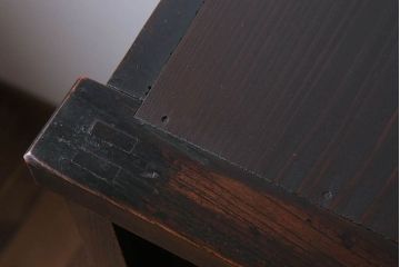 アンティーク家具　和製アンティーク　前面欅材のモールガラス引き戸収納棚