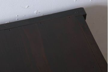 アンティーク家具　和製アンティーク　前面欅材のモールガラス引き戸収納棚