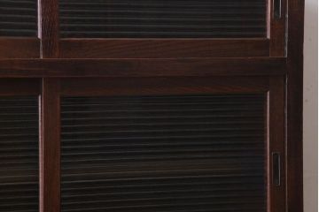 アンティーク家具　和製アンティーク　前面欅材のモールガラス引き戸収納棚