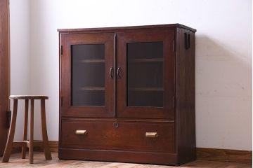 アンティーク家具　前面欅材!和製アンティークの引き出し付き収納棚