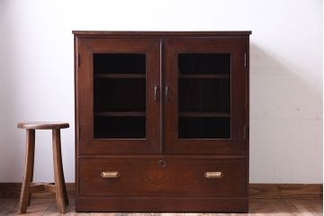 アンティーク家具　前面欅材!和製アンティークの引き出し付き収納棚