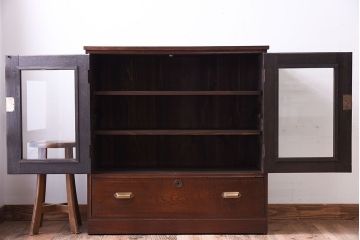 アンティーク家具　前面欅材!和製アンティークの引き出し付き収納棚