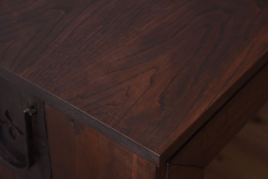 アンティーク家具　前面欅材!和製アンティークの引き出し付き収納棚