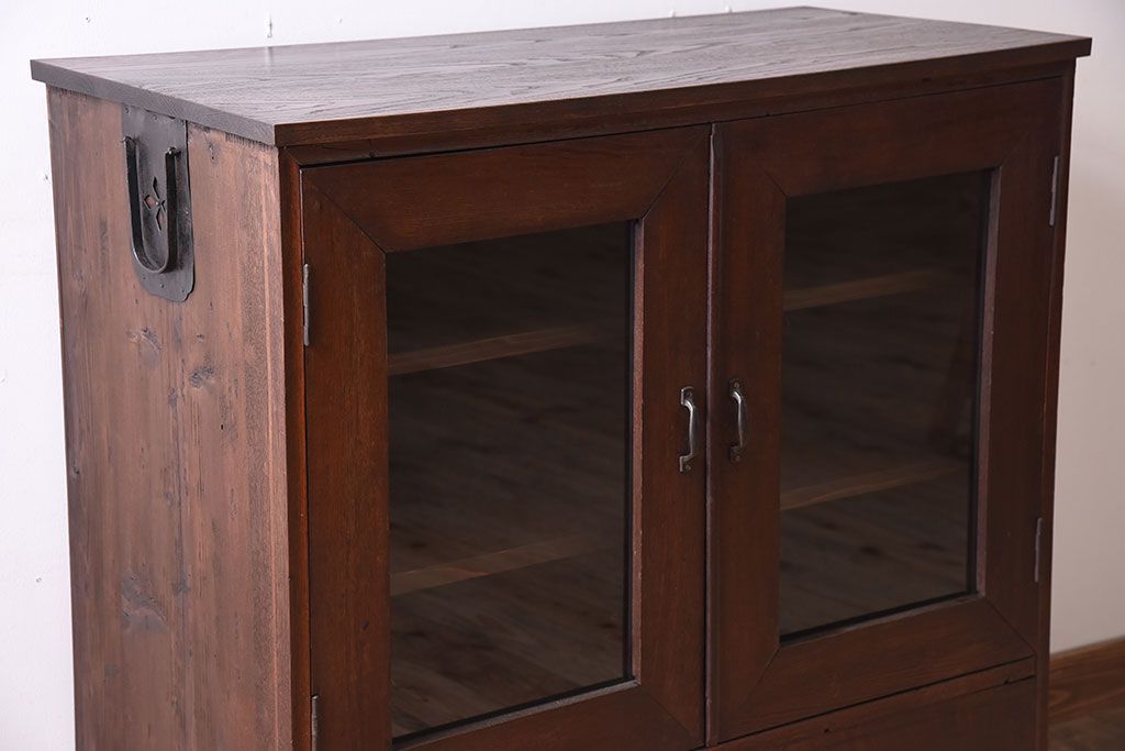 アンティーク家具　前面欅材!和製アンティークの引き出し付き収納棚