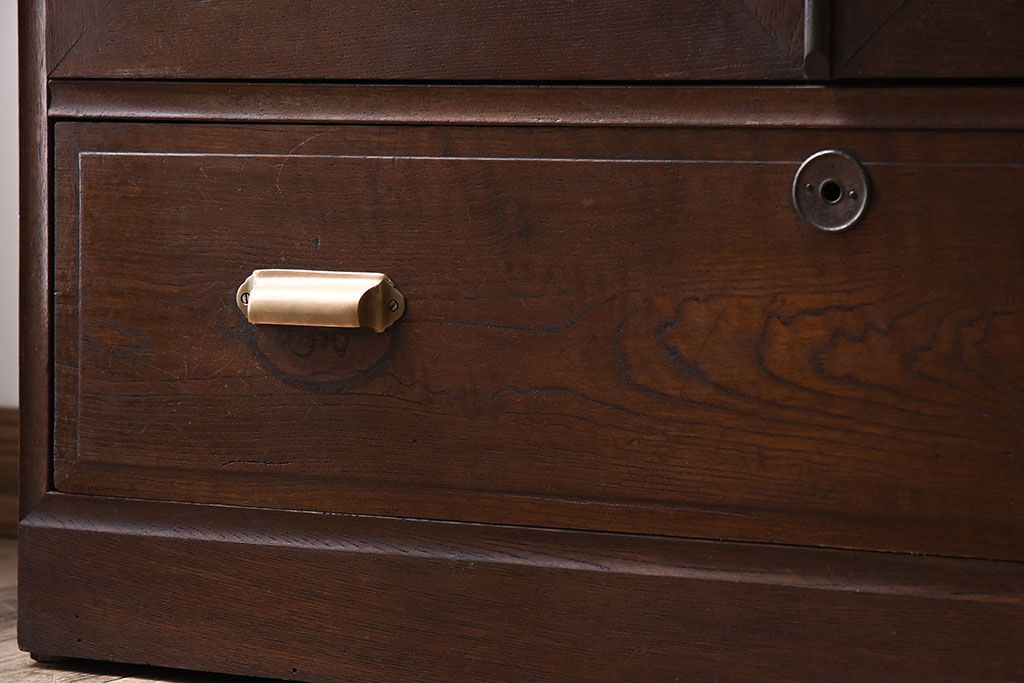 アンティーク家具　前面欅材!和製アンティークの引き出し付き収納棚