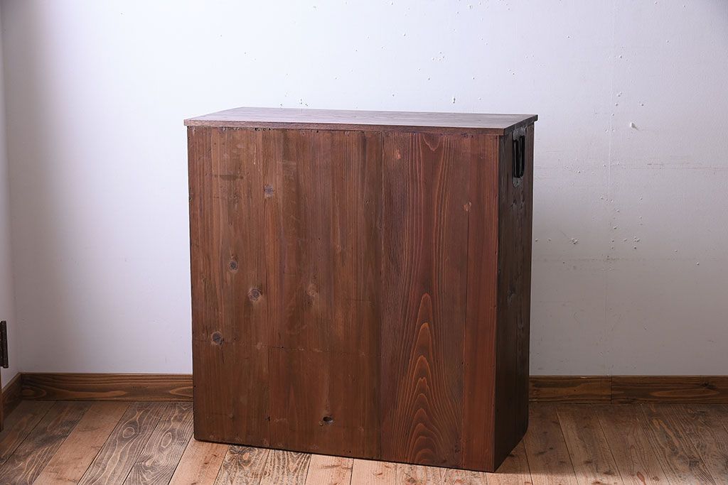 アンティーク家具　前面欅材!和製アンティークの引き出し付き収納棚