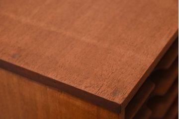 レトロ家具　昭和レトロ　古い木製のアンティーク横型書類棚(カルテケース)