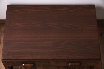 レトロ家具　古い木製のレトロでシンプルなアンティーク文机
