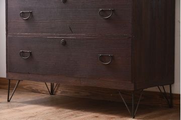 アンティーク家具　鉄脚付き!古い衣装箪笥ローボード