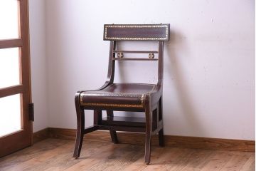 アンティーク家具　イギリス　MAITLAND-SMITH(メートランドスミス)　革張り　ステップチェア