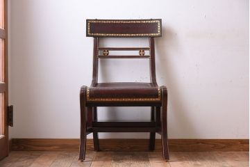 アンティーク家具　イギリス　MAITLAND-SMITH(メートランドスミス)　革張り　ステップチェア