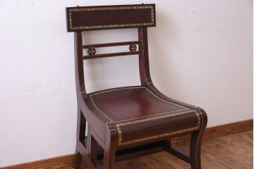 アンティーク家具　イギリス　MAITLAND-SMITH(メートランドスミス)　革張り　ステップチェア