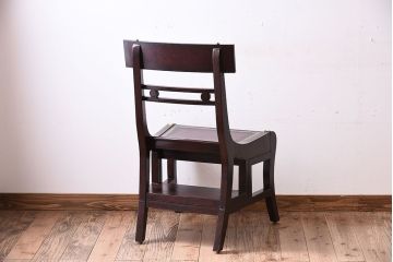 アンティーク家具　イギリス　MAITLAND-SMITH(メートランドスミス)　革張り　ステップチェア