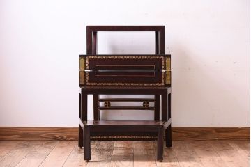 アンティーク家具　イギリス　MAITLAND-SMITH(メートランドスミス)　革張り　ステップチェア